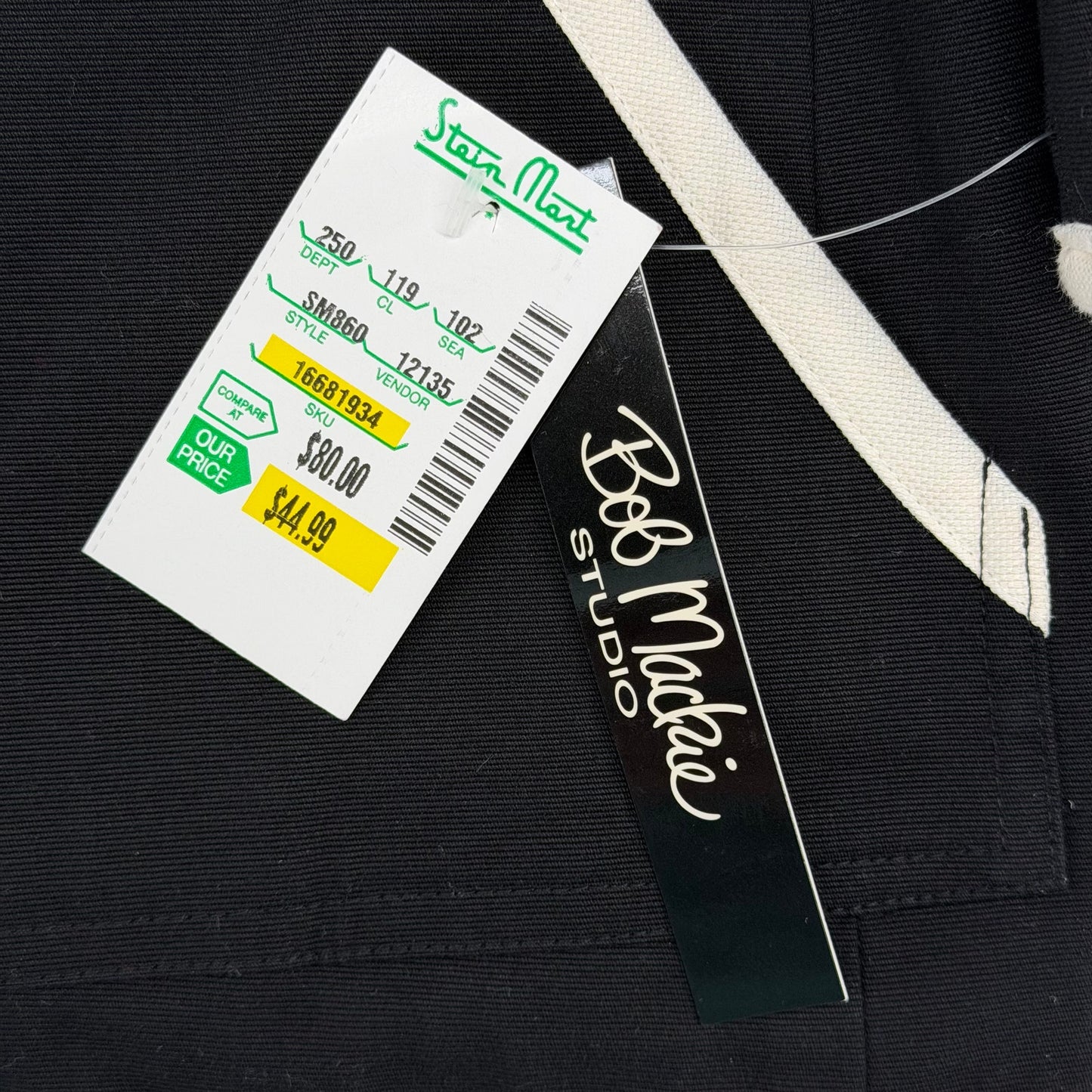 Bob Mackie Studio Black with Cream Trim Full Zip Blazer Jacket NWT 10