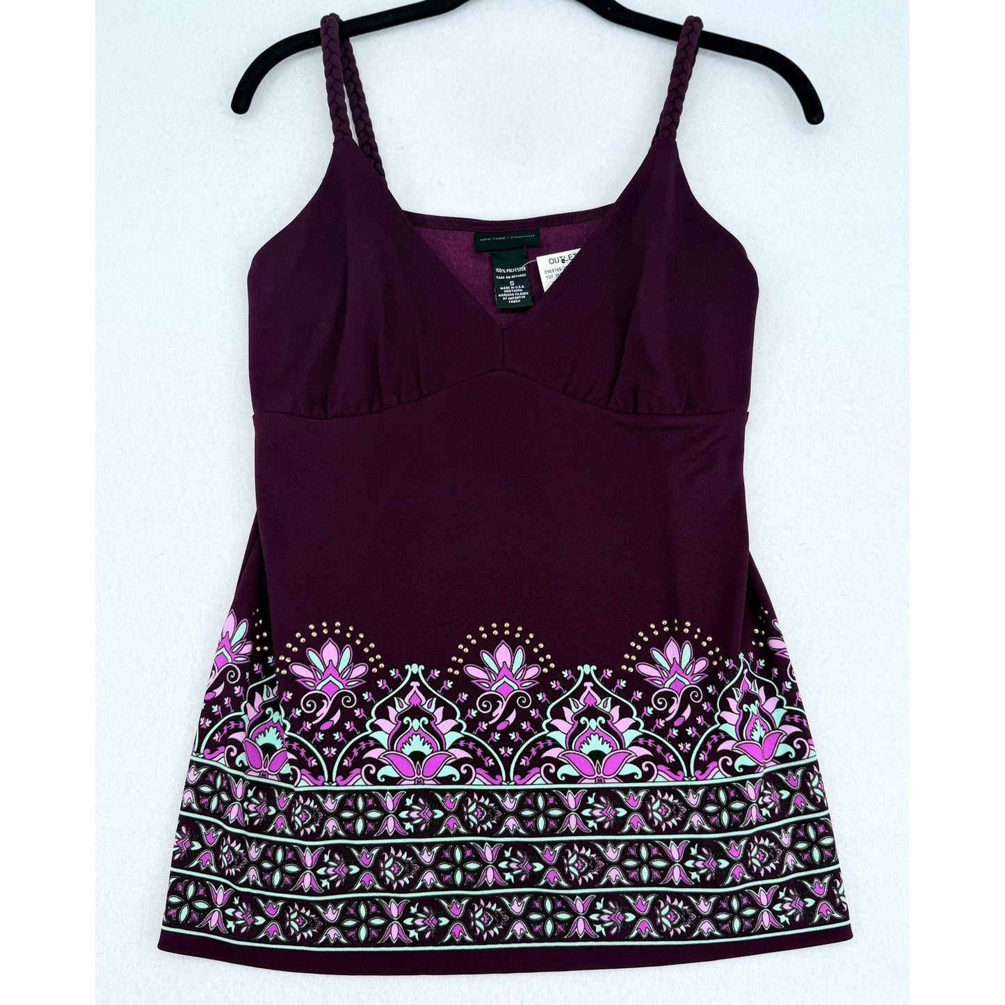 New York & Company Burgundy Sweetheart Neck Halter Top with Floral  Bottom S NWT