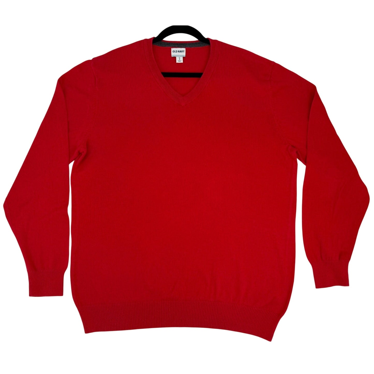 Old Navy Red V Neck Mens Cotton Long Sleeve Lightweight Pullover Sweater XL