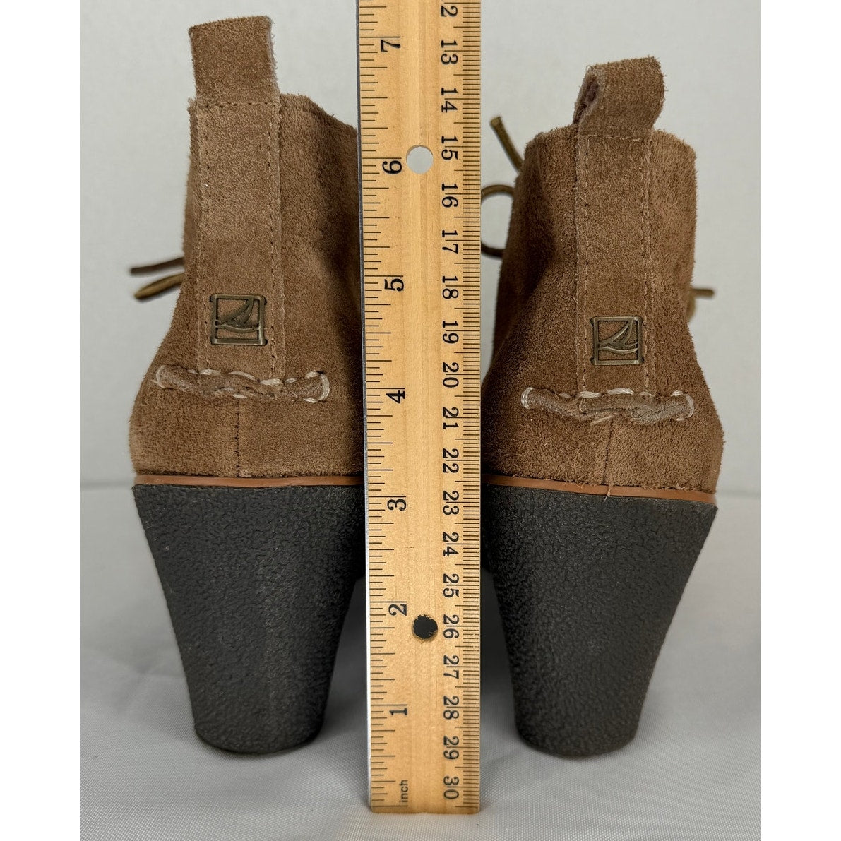 Sperry Top Sider Tan Suede Lace Up Wedge Leather Suede Ankle Boots 8M
