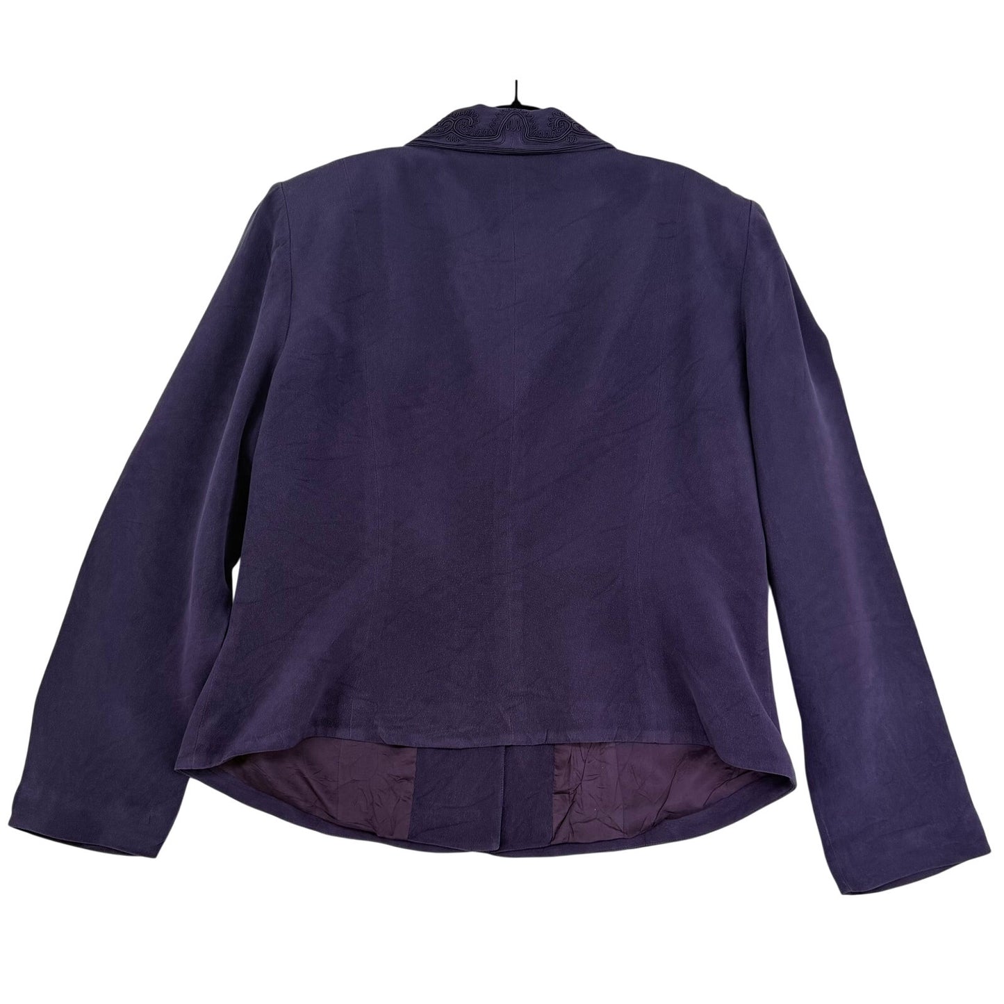 Maggie London Purple Embroidered Lapel Business Office Holiday Party Blazer 16