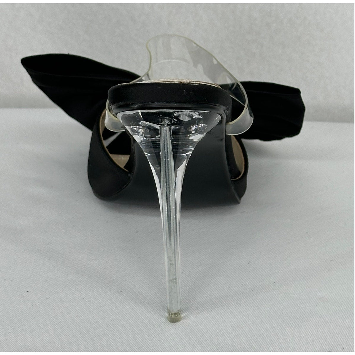 Cape Robbin Marceline Bow Clear Pointy Toe High Heels Black Formal Holiday 8