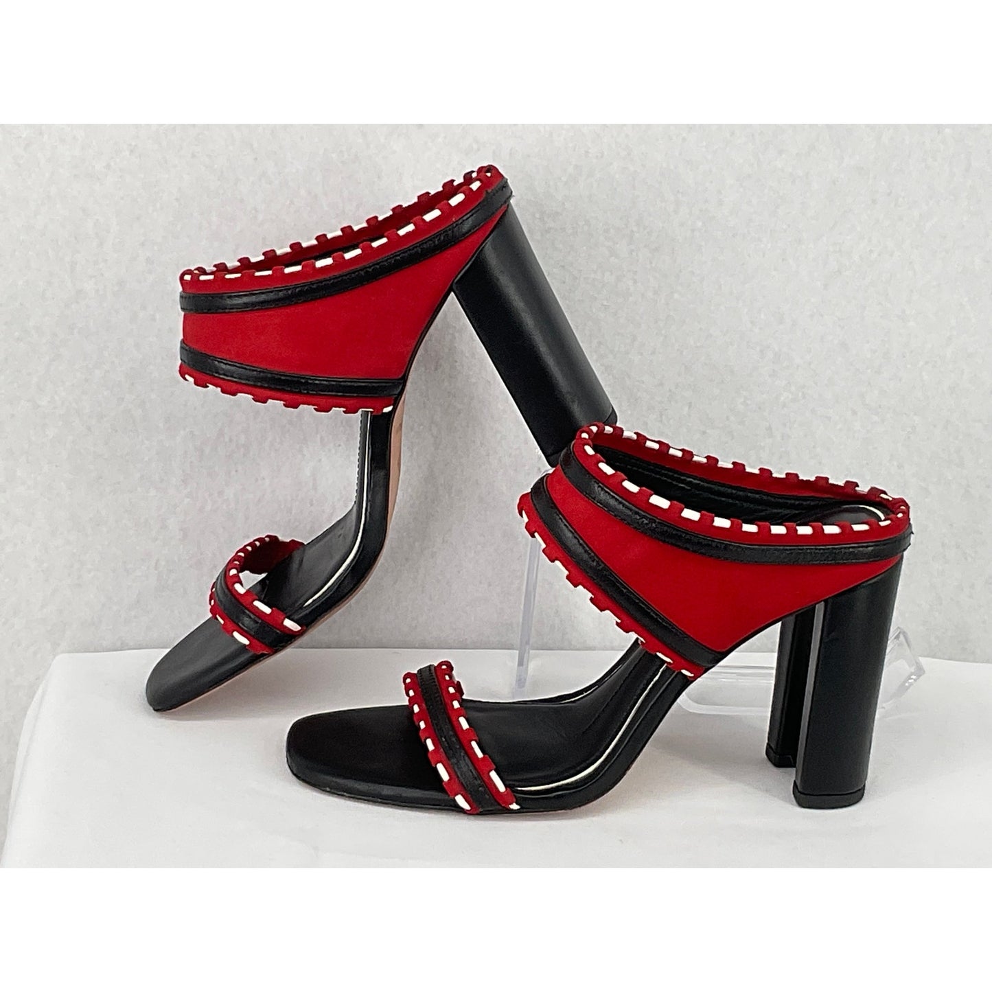 Antonio Melani Sarville Red Black Heeled Mule Slip On 6M