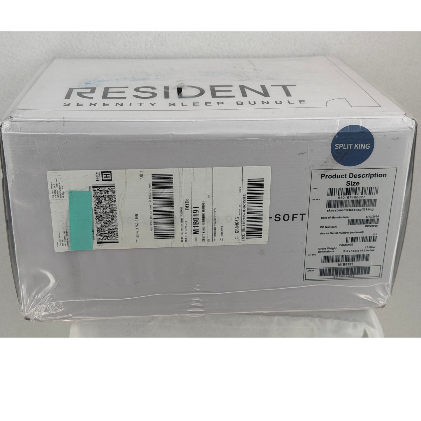 Resident Serenity Sleep Bundle Nectar Split King White New Sealed Box MSRP $898