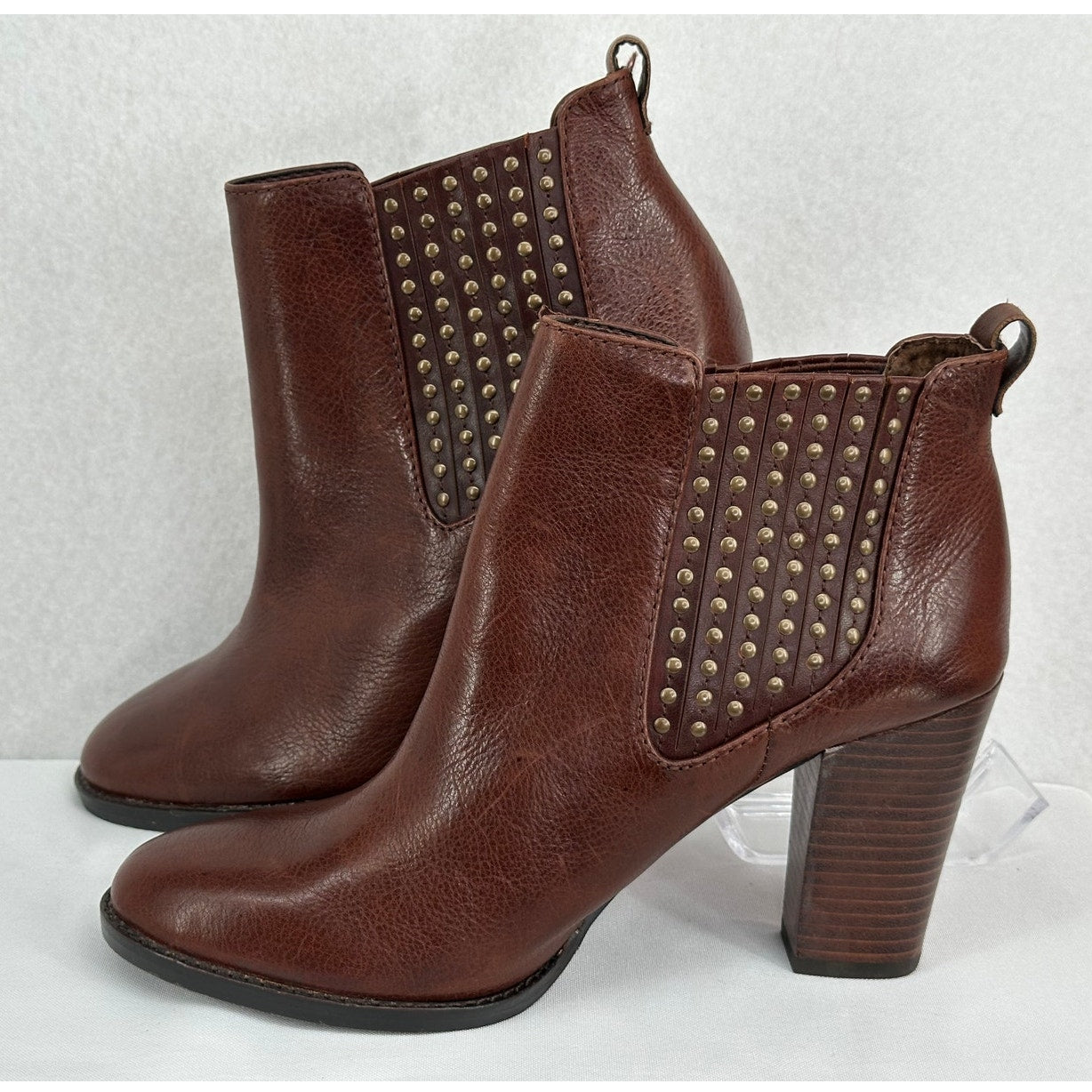 Antonio Melani NWOT Eddie Woodbury Studded Chelsea Brown Leather Boots 6.5M