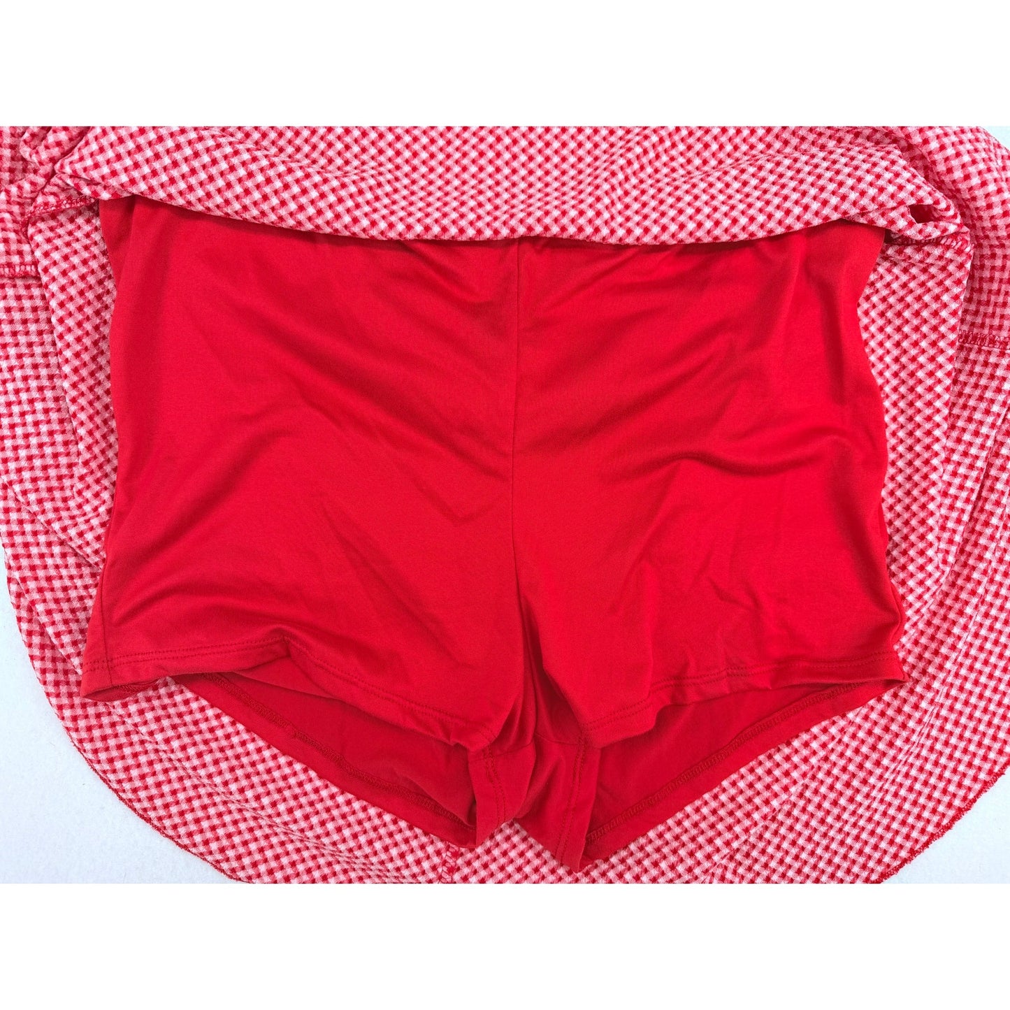 Wild Fable Red & White Plaid Seersucker Mini Skirt Shorts Summer Beach L NWT