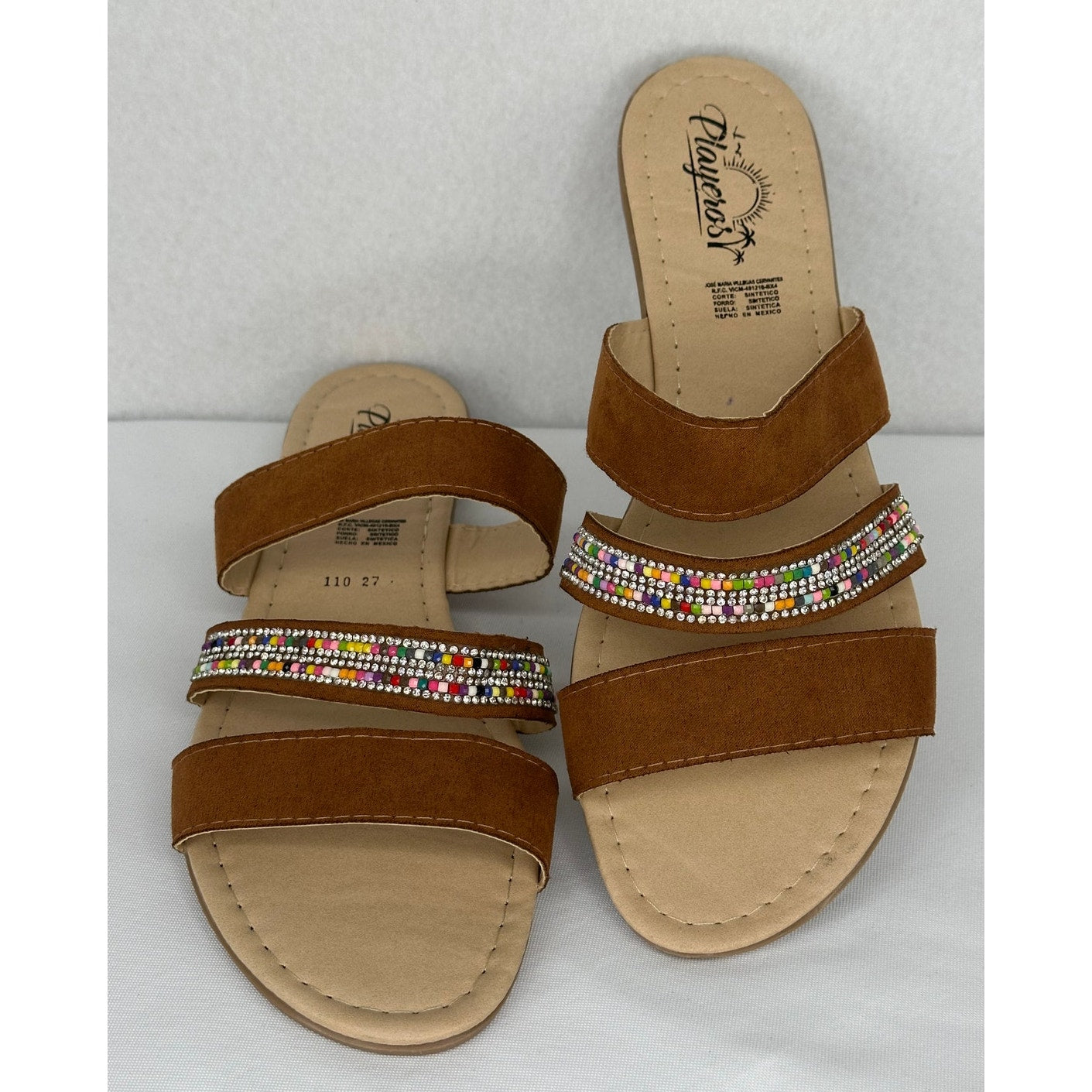 Playeros Brown Strap Beaded Strap Sandals Casual Summer Beach Vacation 9