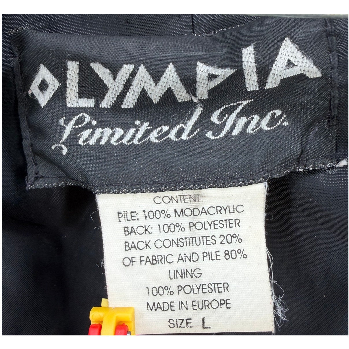 Olympia Limited Inc Black Faux Fur Long Coat Pockets Fully Lined 3 Clasp Closure L
