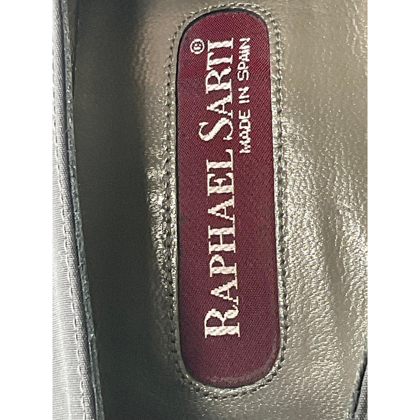 Raphael Sarti Gray Square Toe Satin Block Heel Pumps 7M