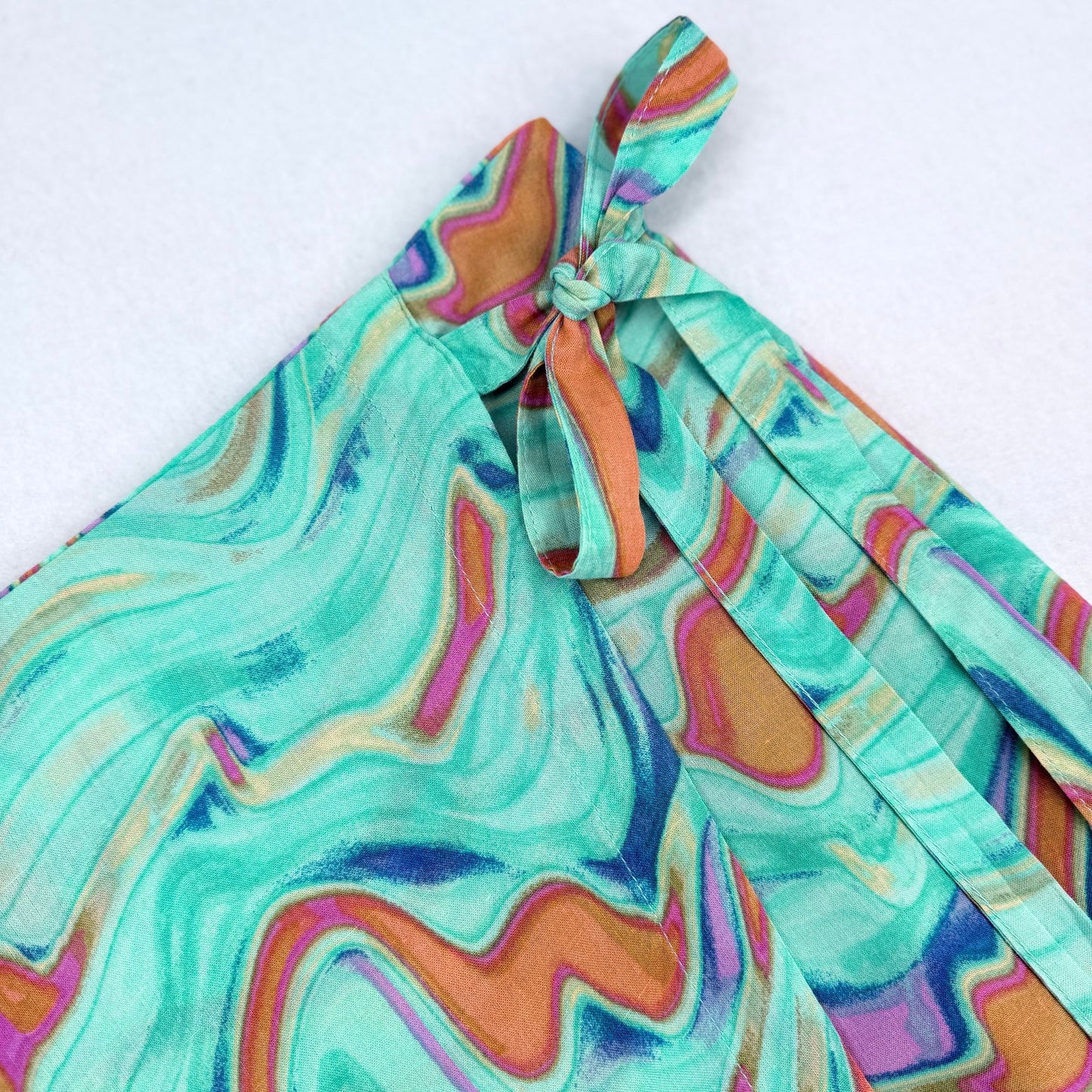 Wild Fable Light Teal Wrap Skirt Groovy Tie Front Elastic Waist Summer  Fun M