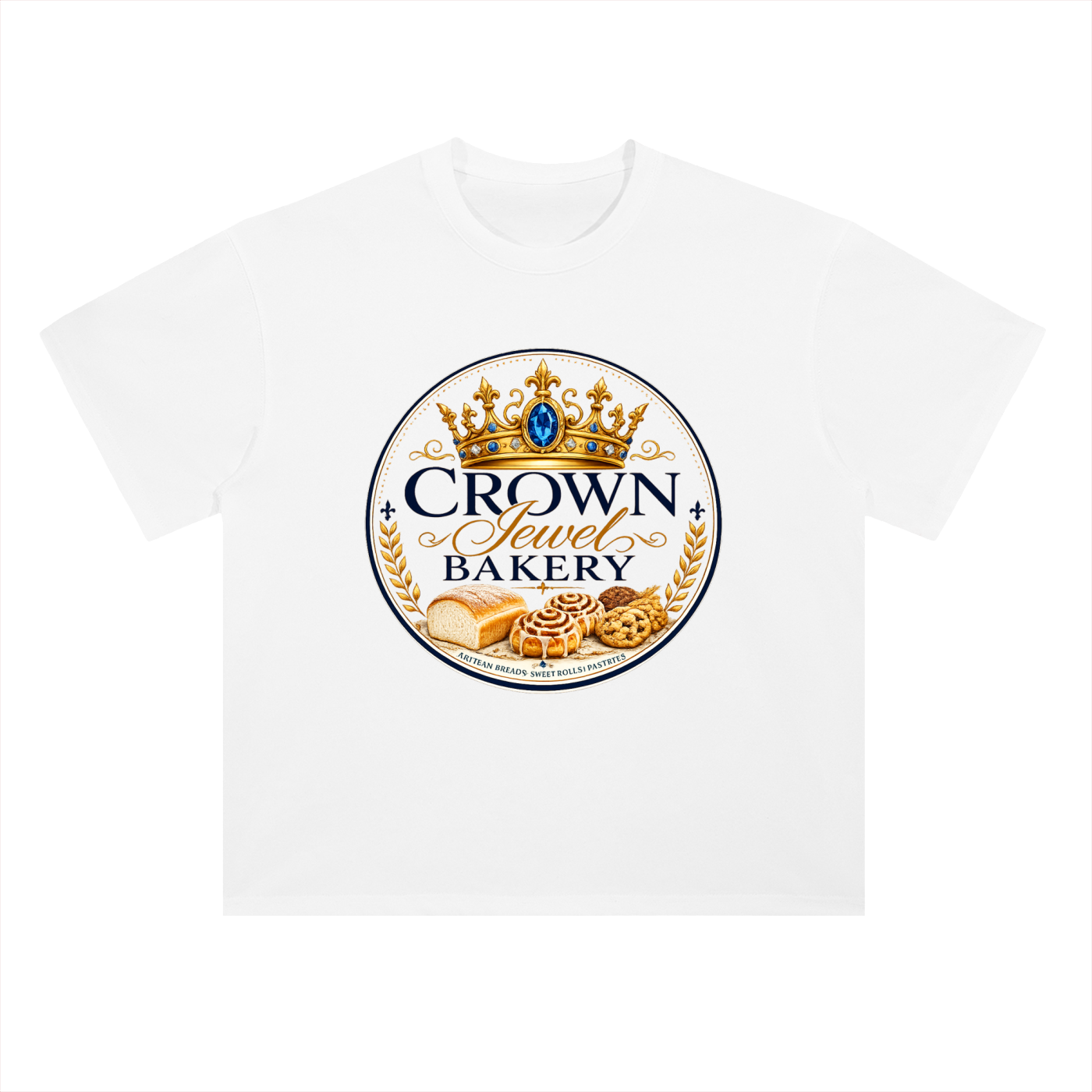 Crown Jewel Bakery (No Background )Heavyweight Drop Shoulder Cotton T-Shirt
