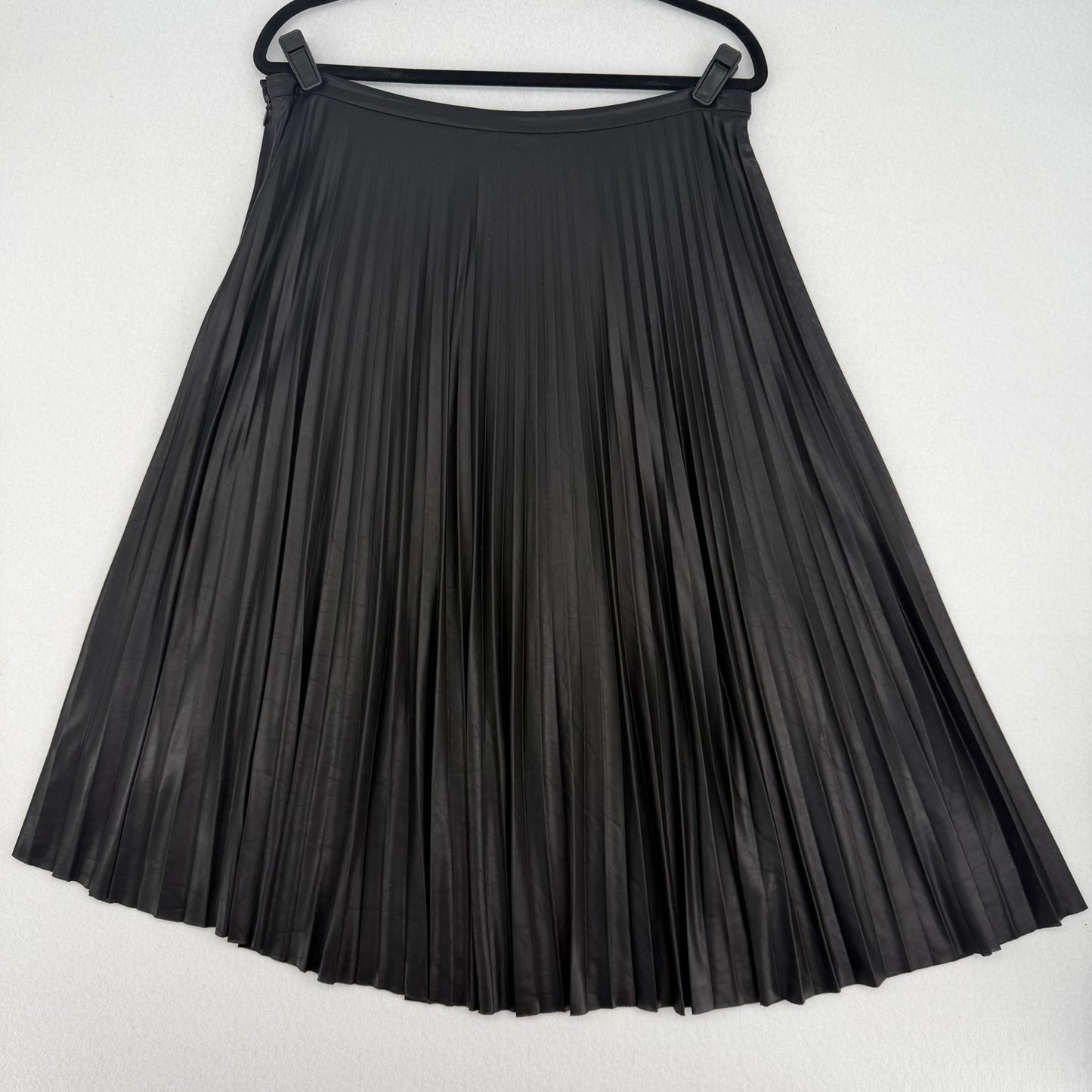 Lauren Ralph Lauren Black Accordion Pleated A-Lined Side Zip Midi Skirt 12P