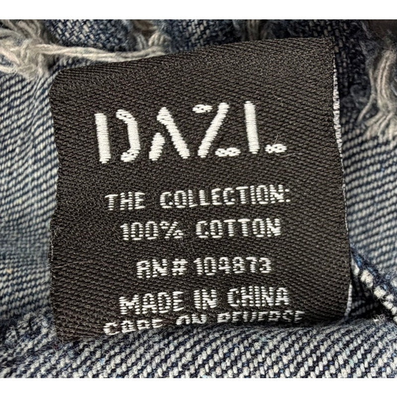 Dazl Distressed Grunge Rock Ripped 80s Denim Embroidered Patches Jean Jacket 2X