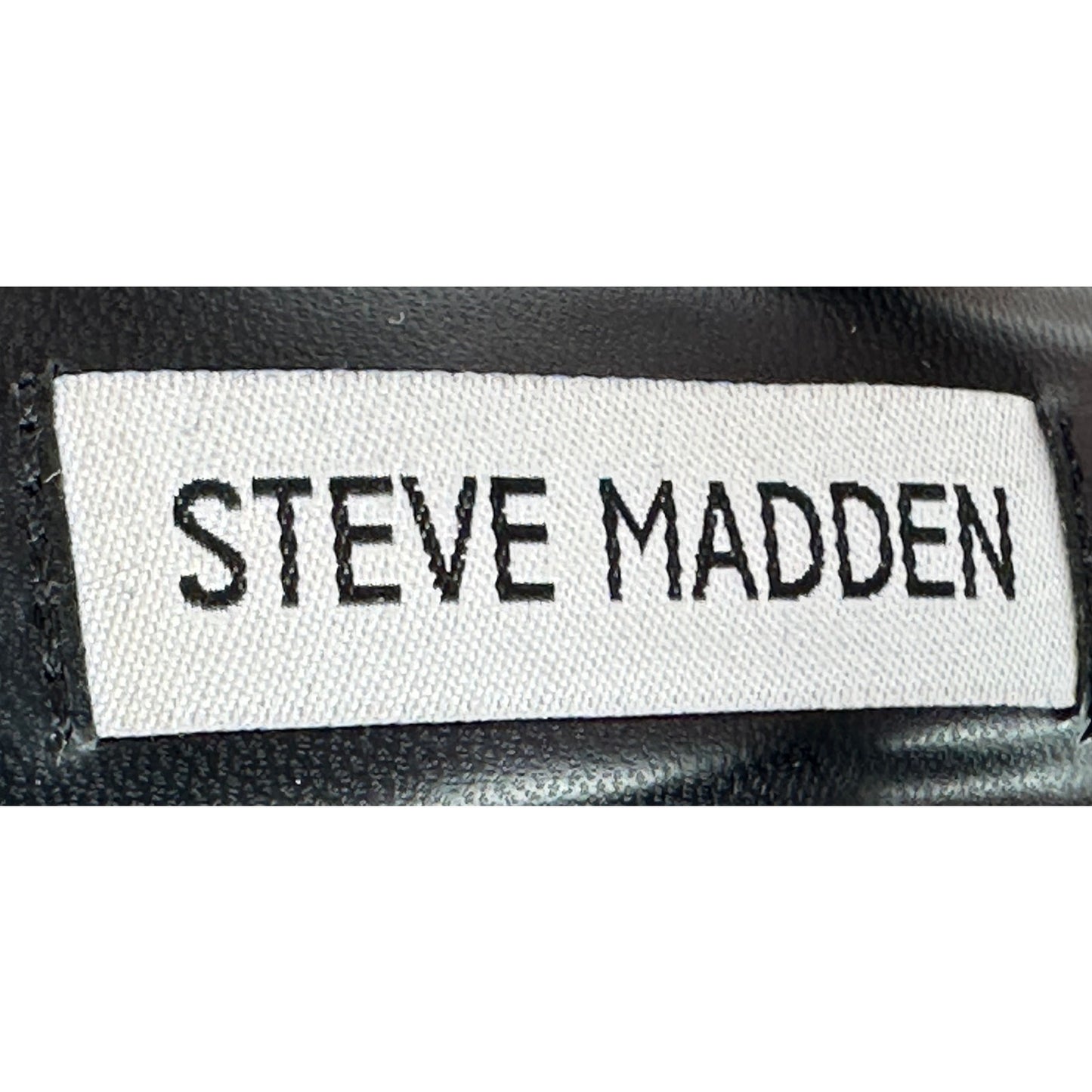 Steve Madden Buker Black Sandal Heels with Gold Studs Ankle Strap Buckle 7M