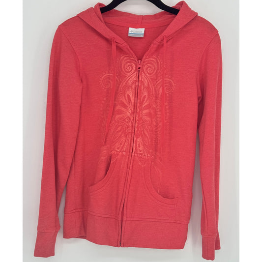 Columbia Coral Henna Floral Design Zip Up Small Sweatshirt Hoodie