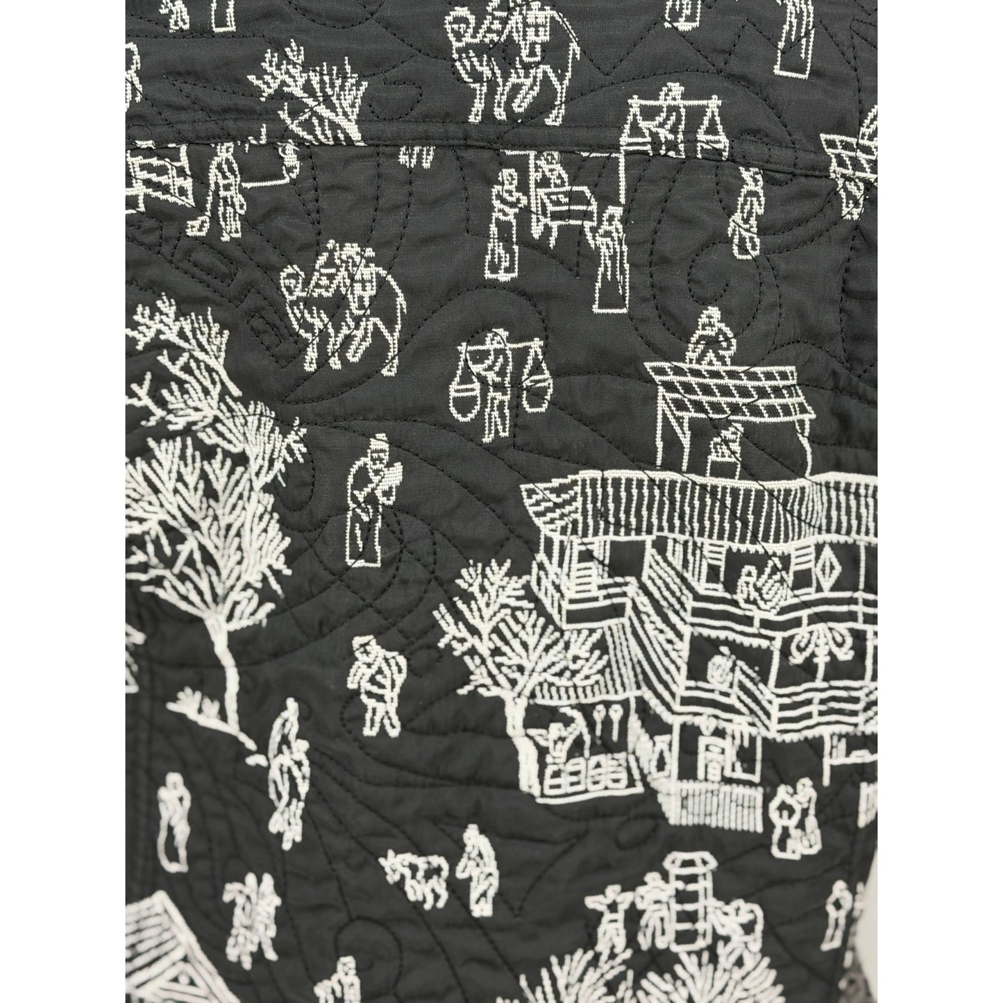 Chicos Pagoda Asian Black White Silk Blend Reversible Embroidered Jacket  4 XXL/20