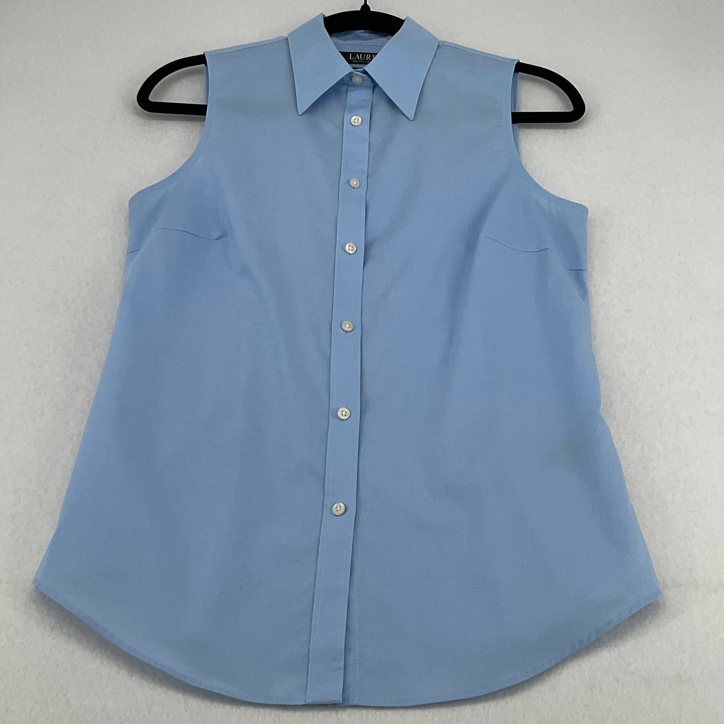 Lauren Ralph Lauren Pale Blue Sleeveless Button Down Top Women's 2