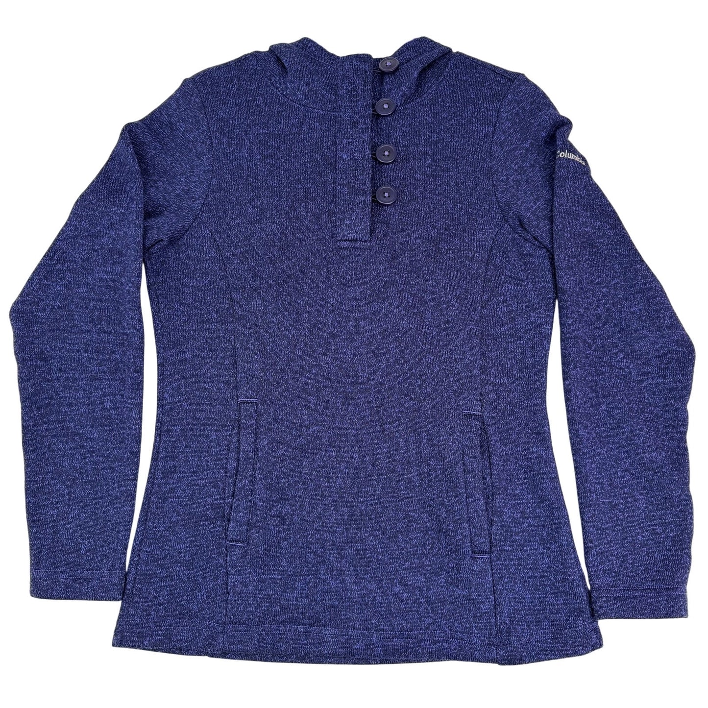 Columbia Blue Pullover Sweater Turtleneck Soft Fleece Lined Button Hoodie S