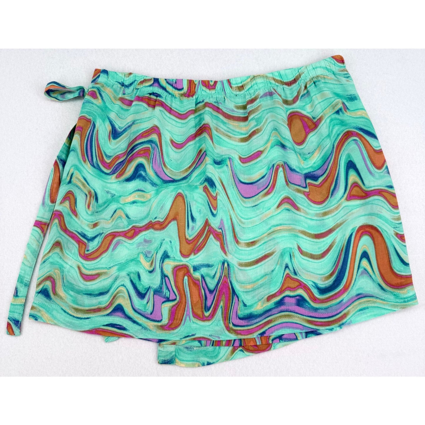 Wild Fable Light Teal Wrap Skirt Groovy Tie Front Elastic Waist Summer  Fun M