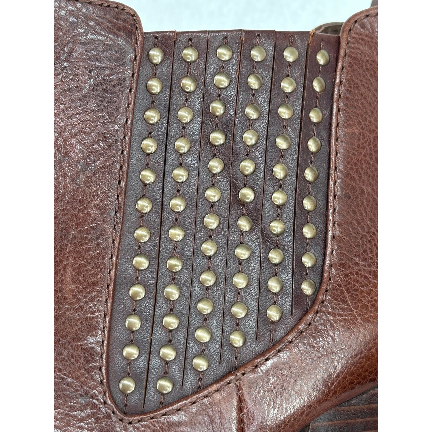 Antonio Melani NWOT Eddie Woodbury Studded Chelsea Brown Leather Boots 6.5M