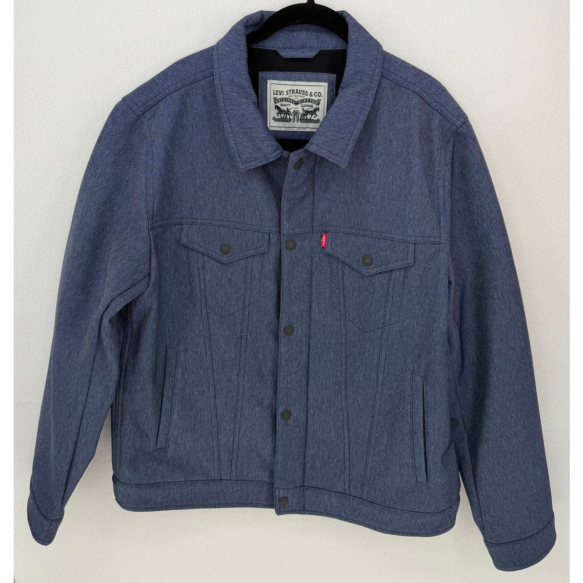 Levi's Blue Soft Shell Classic Trucker Jacket Water Resistant Fleece Lined L