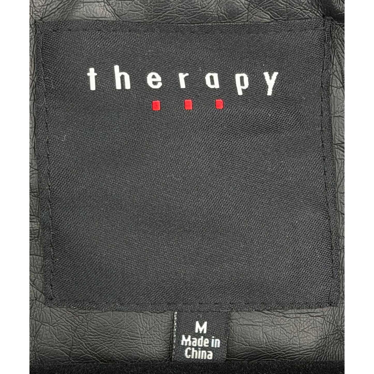 Therapy Black Moto Vegan Leather Belted Pockets Asymmetric Zip  Vest Edgy Goth M