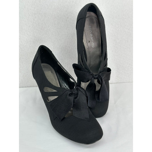 Ann Marino Fabric Heels With Bow Accent 9 1/2
