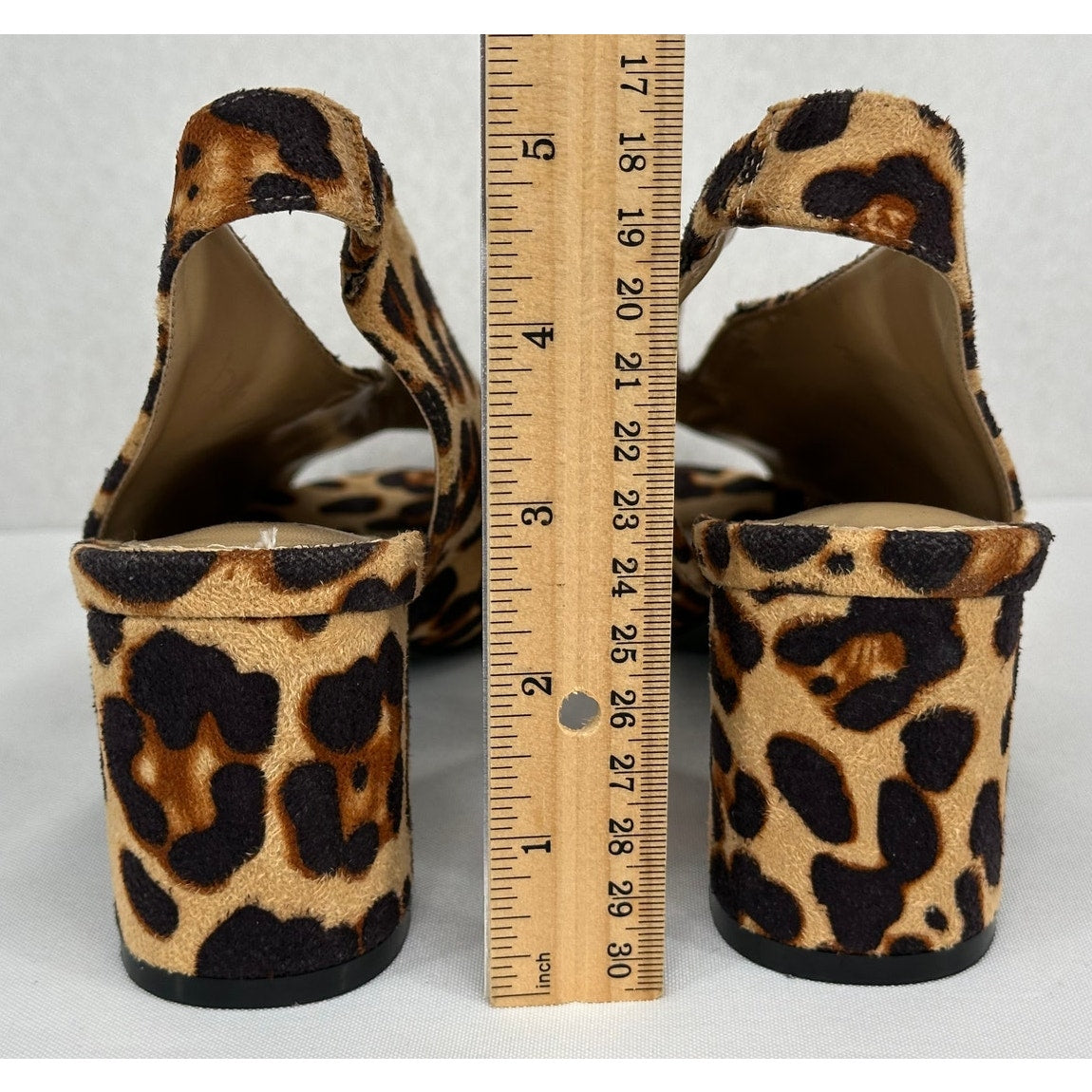 EY Boutique NWOT Leapard Print Open Toe Sling Back Chunky Heels T4708 7M