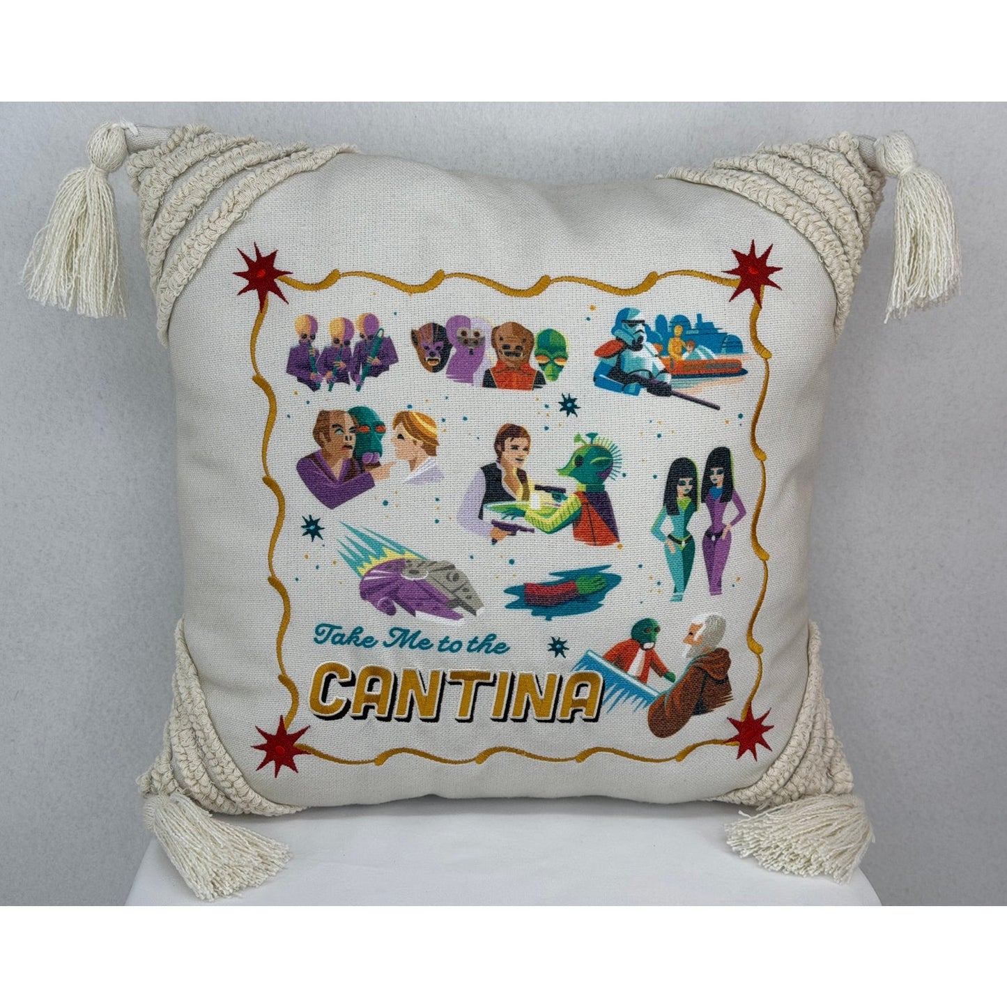 DISNEY PARKS Star Wars Take Me to the Cantina Decorative Pillow 17"x17" NWOT