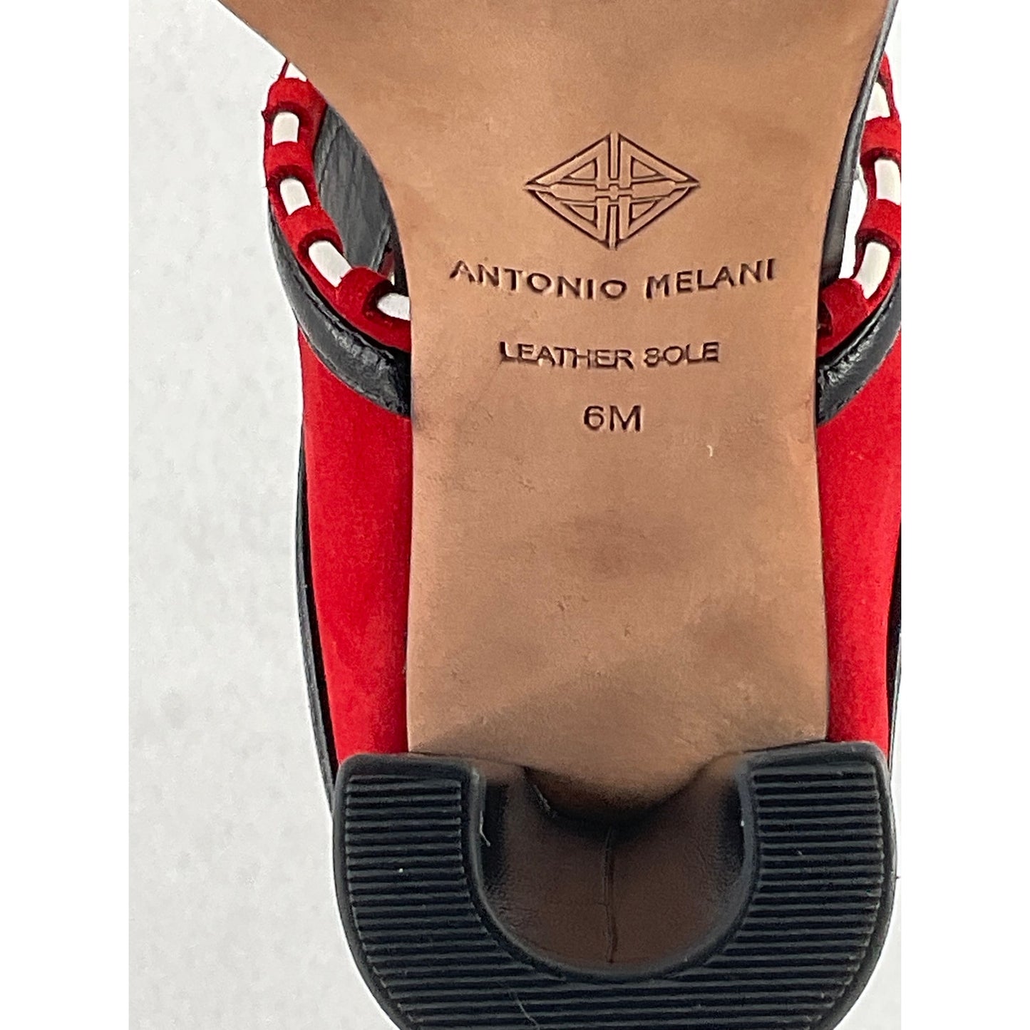 Antonio Melani Sarville Red Black Heeled Mule Slip On 6M