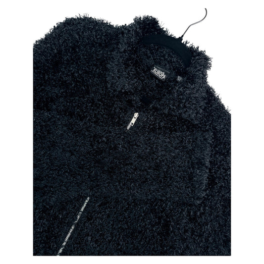 Boutique Europa by Newport News Black Teddy Bear Knit Full Zip Jacket XL