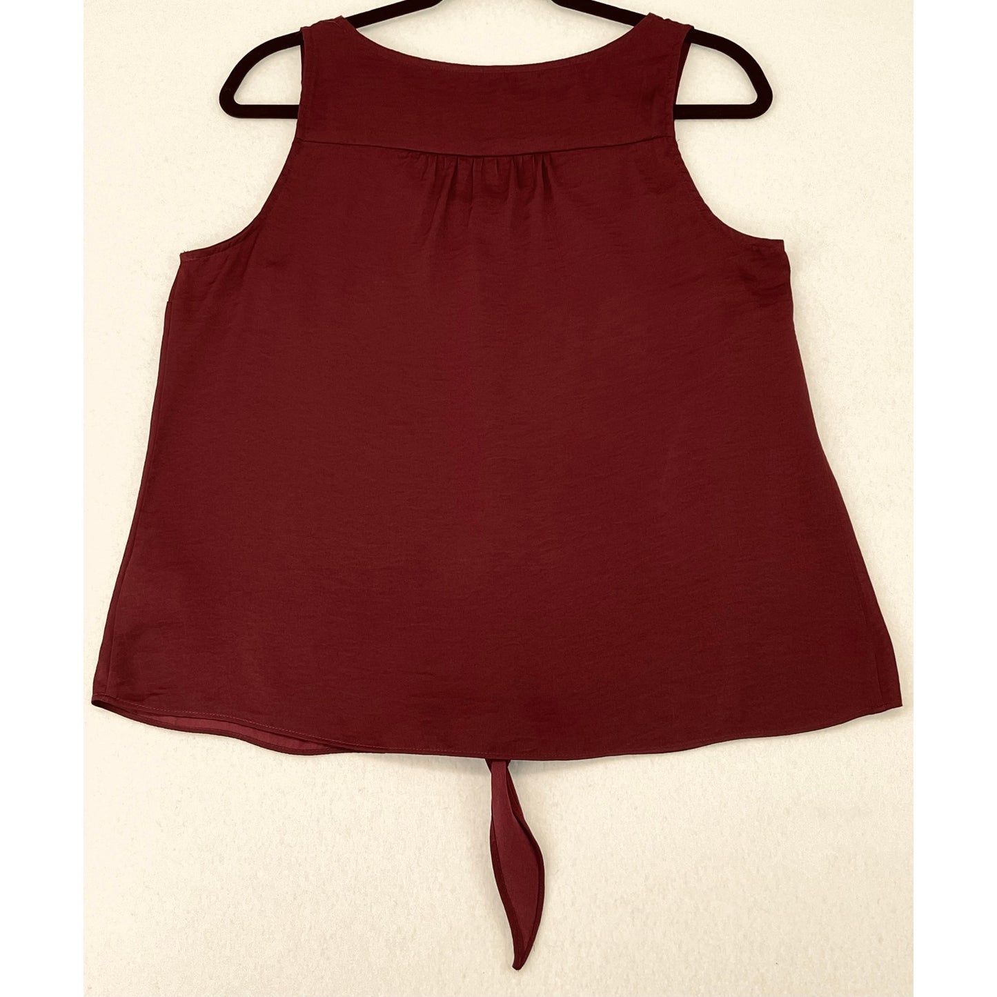 A New Day Womens Burgundy Sleeveless Tank Top Tie-Front Date Night Casual Top M