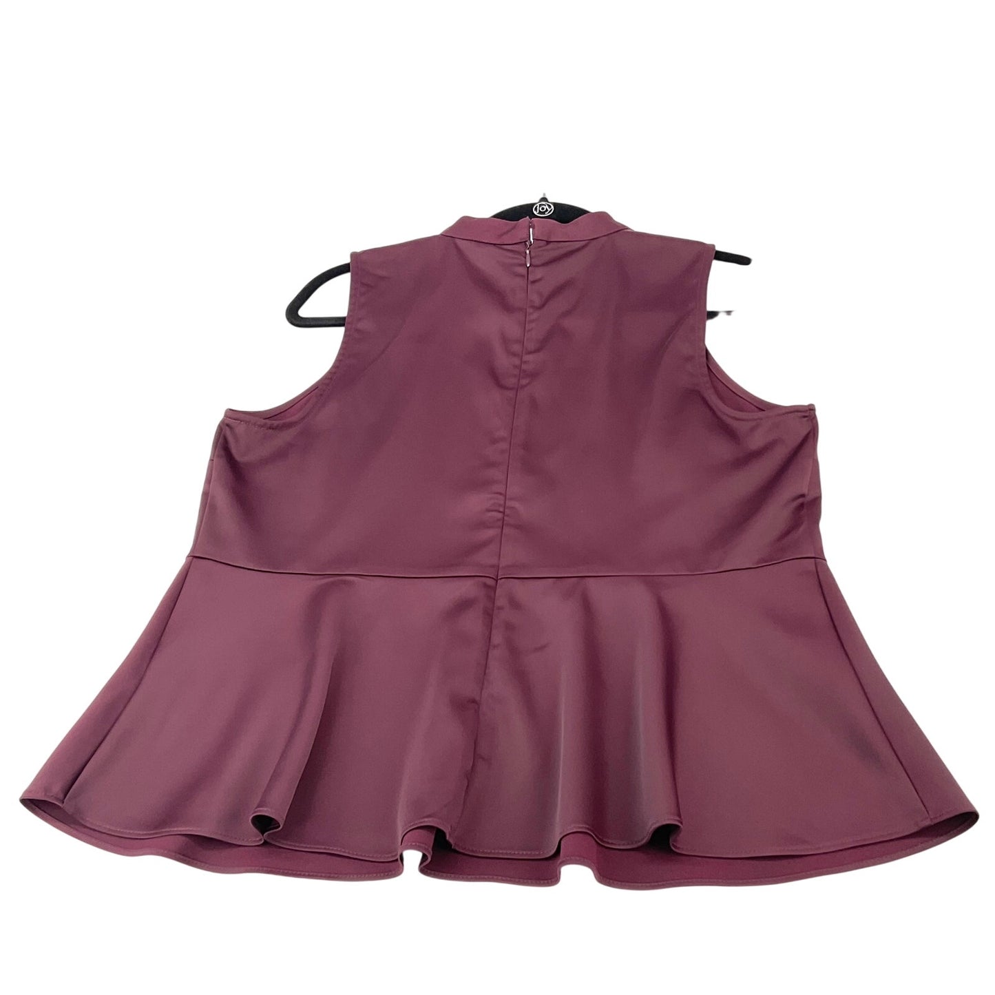 Elle Burgundy Peplum Beaded Standup Collar Party Corporate Sleeveless Top S