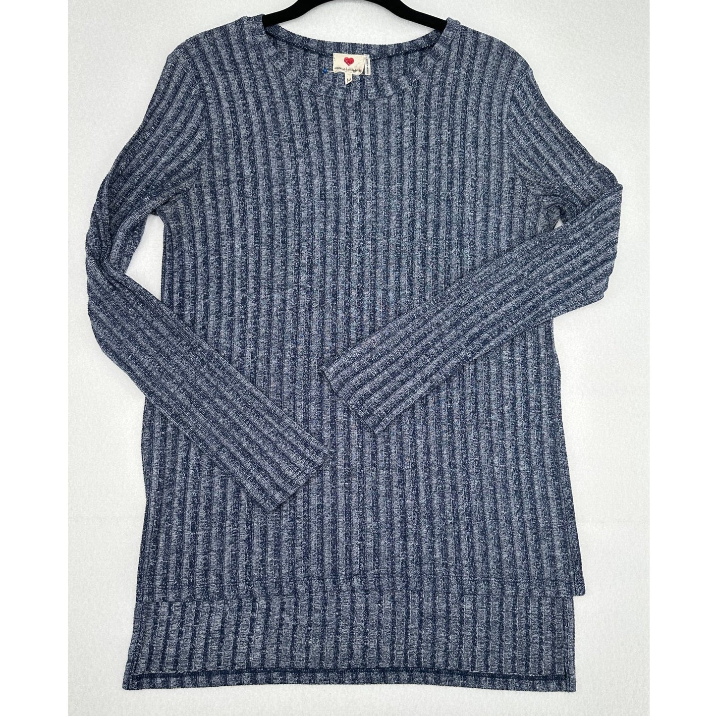 One Love Clothing Blue Stripe Tunic Top Bi-Level Casual Loungewear M