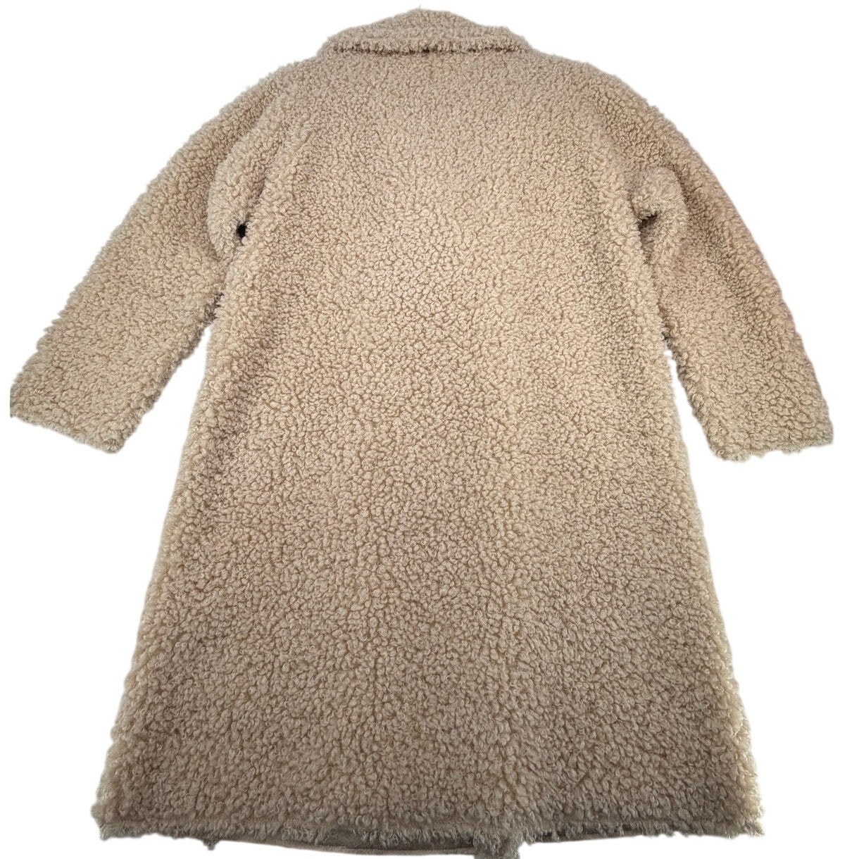Cliche' Cream Teddy Bear Sherpa Faux Suede Lining Button Front Mid-length Coat L