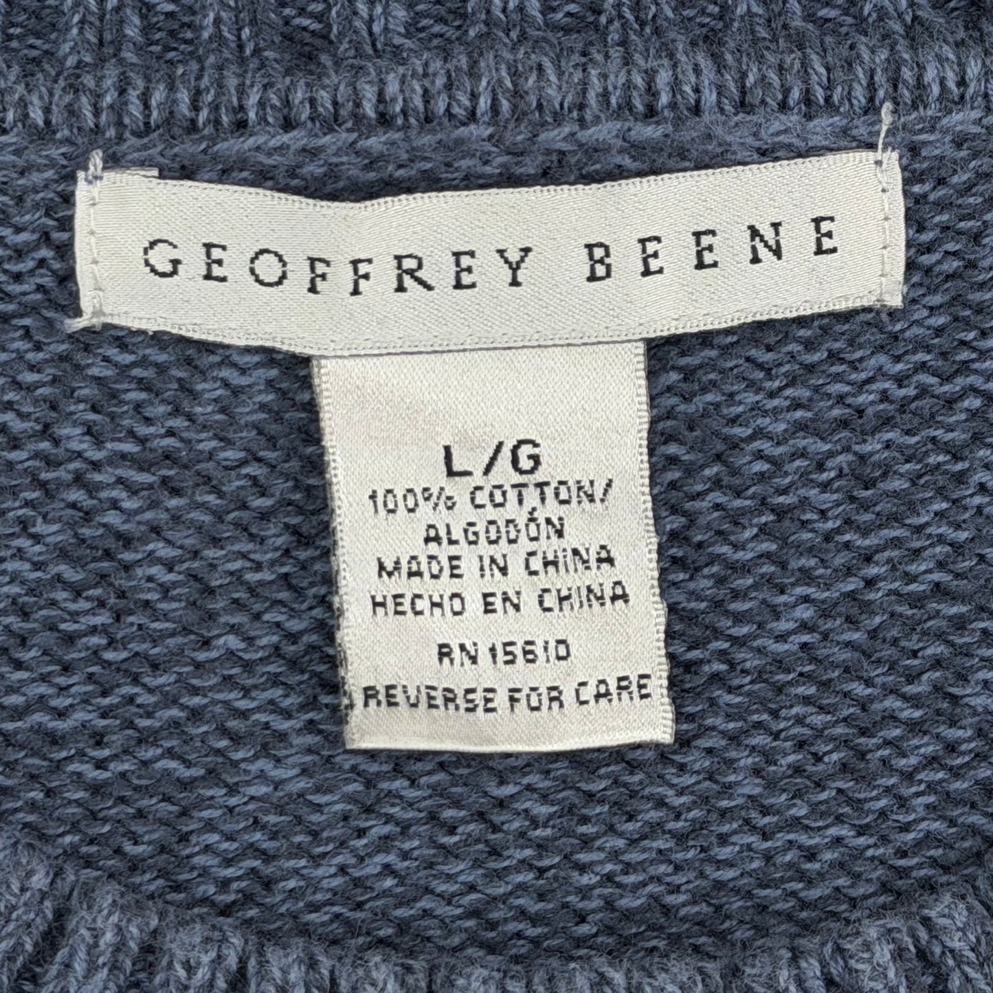 Geoffrey Beene Blue Argyle Ivy League Preppy Diamond-Cross Cotton Sweater L