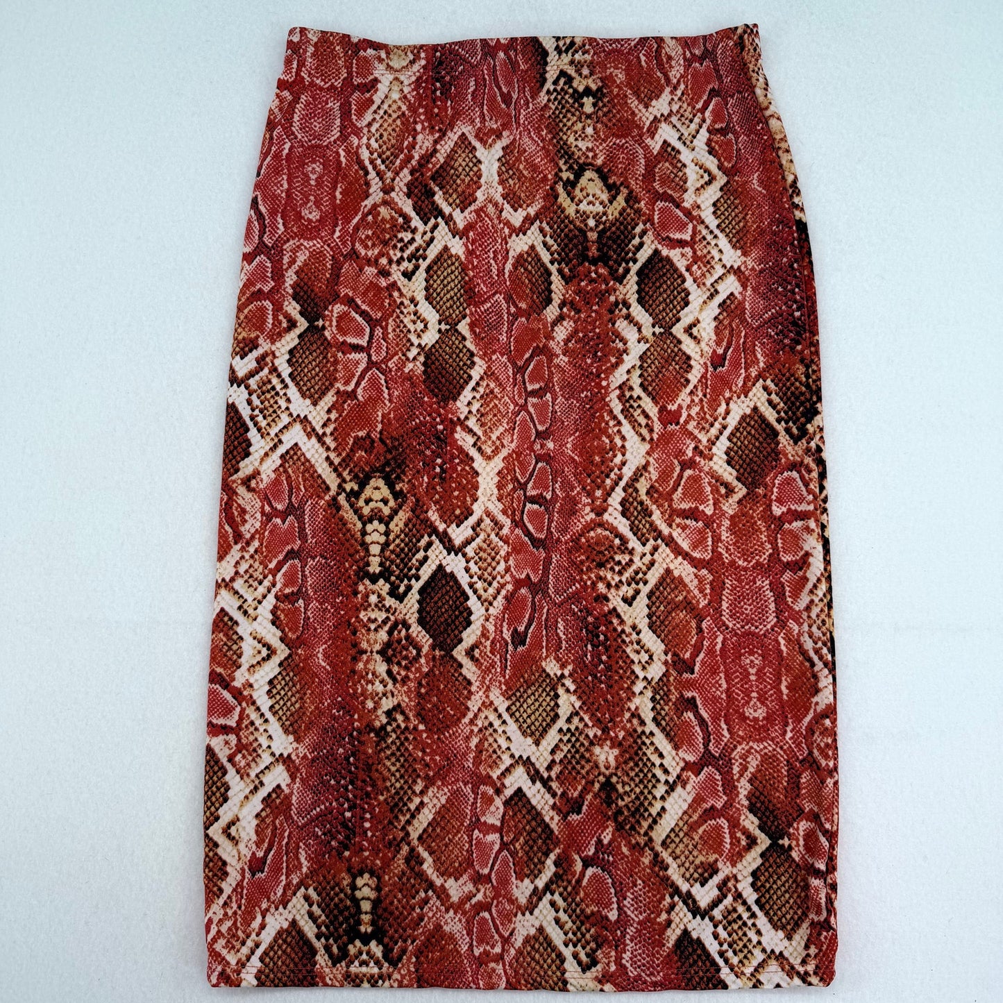 Urban Rose Orange Snakeskin Animal Print Midi Skirt Glam Bold Streetwear  L NWT