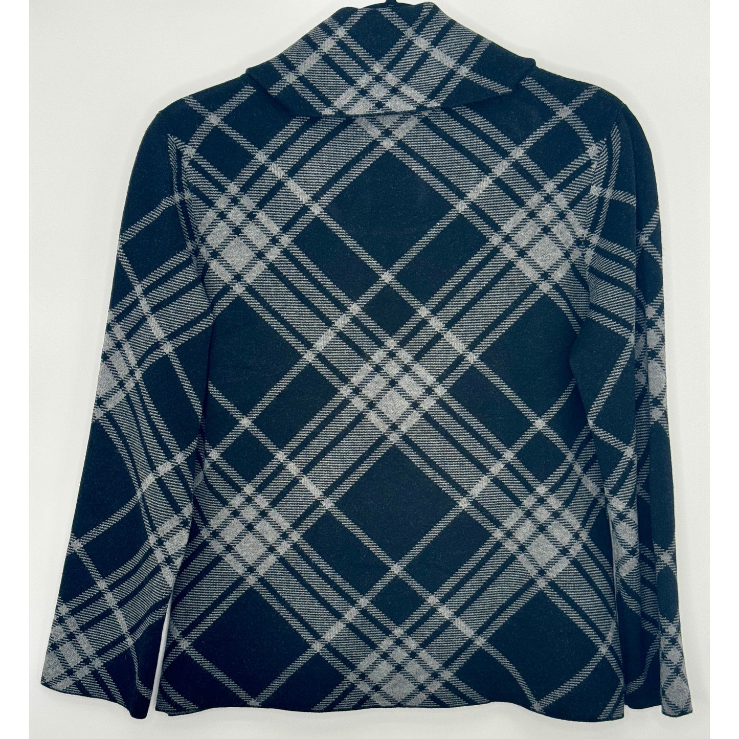 Jones New York Collection Black Gray Plaid Cowl Neck Sweater M