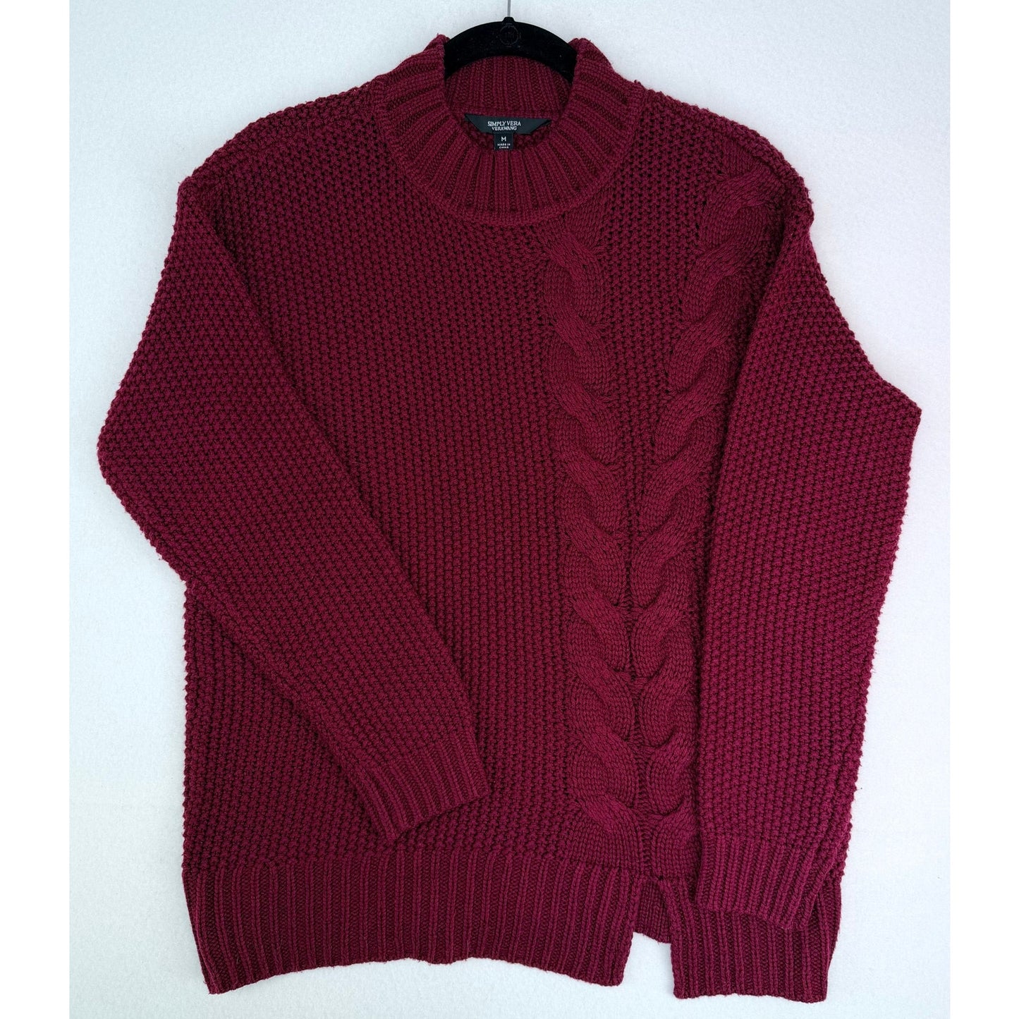 Simply Vera Vera Wang Burgundy Cable Knit Design Sweater M