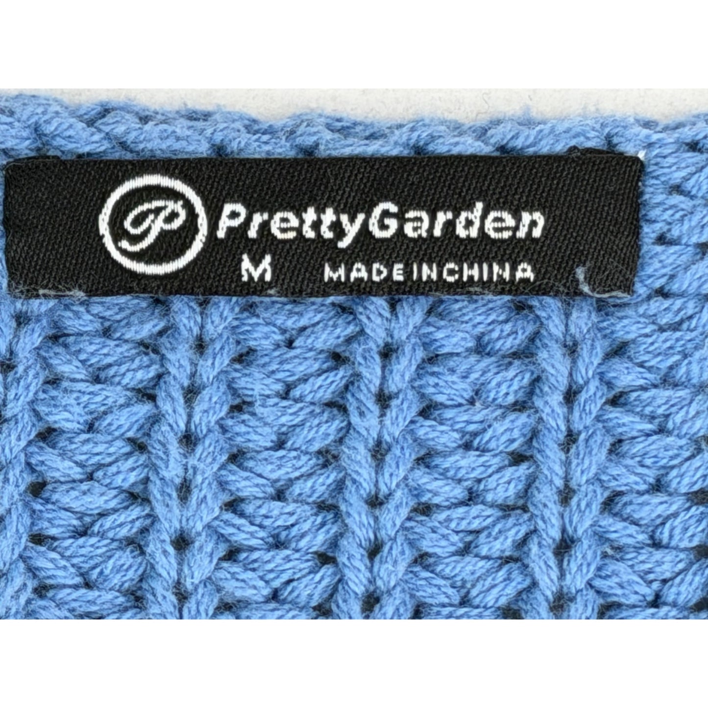 Pretty Garden Blue Button Down Chunky Knit Cardigan Sleeveless Vest M NWOT