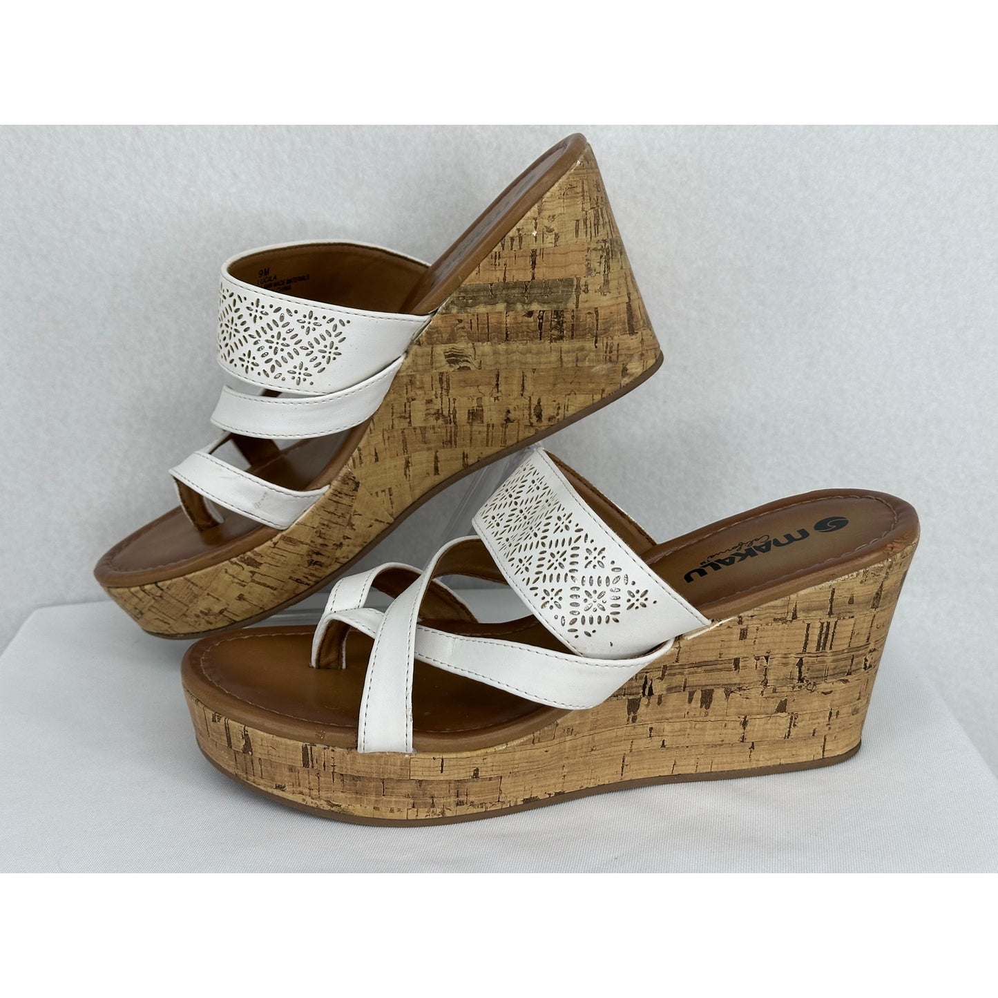 Makalu California White Wedge Sandals Beach Summer 9M