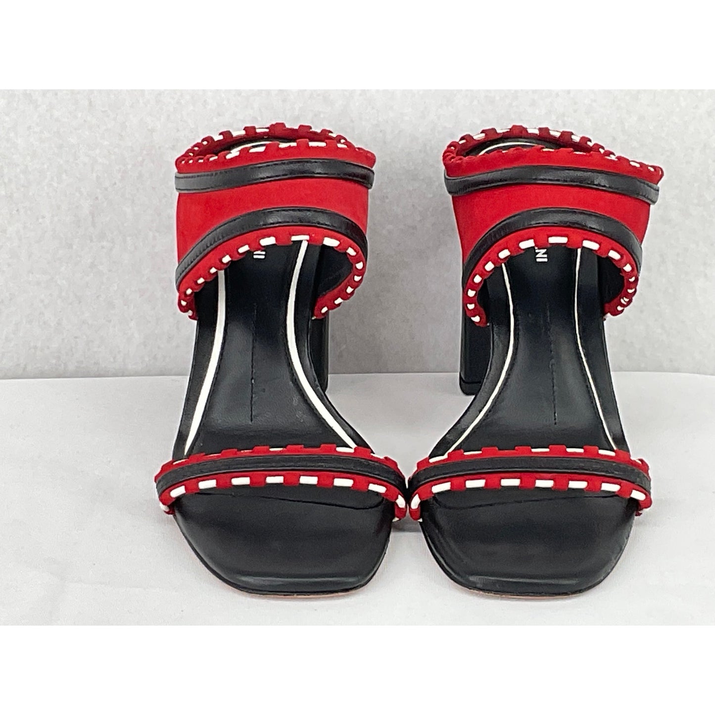 Antonio Melani Sarville Red Black Heeled Mule Slip On 6M