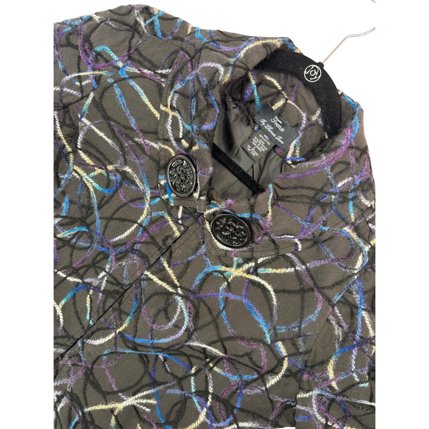 Trenz by Theresa Renz Swing Jacket Embroidered 3/4 Sleeves Vintage Party L
