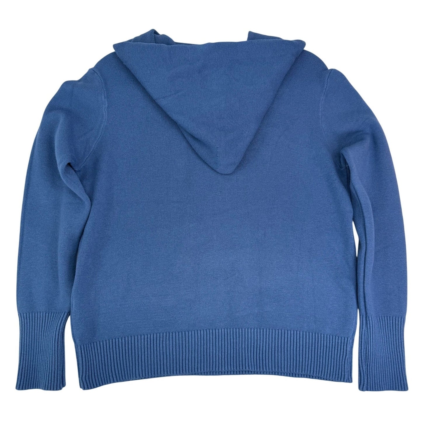 Bluoltre Blue Hooded Knit Top with Embellished Ties NWT