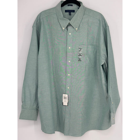 Tommy Hilfiger Green Button Long Sl Shirt 18 1/2 sleeve 34/35 XXL Reg Fit NWT
