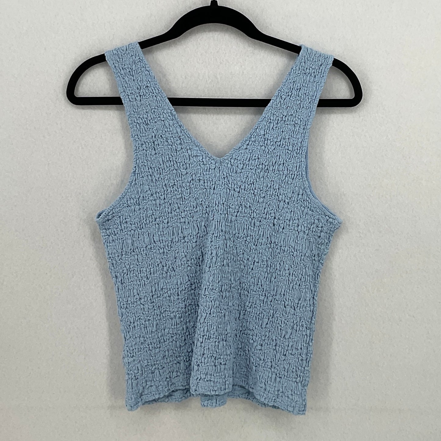 A New Day Blue V Neck, Sleeveless, Textured, Tank top Women's M