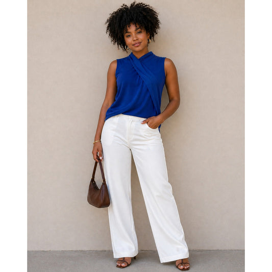 Antonio Melani Sleeveless Zip-Up Cobalt Blue Surplice Neckline Corporate Wear S