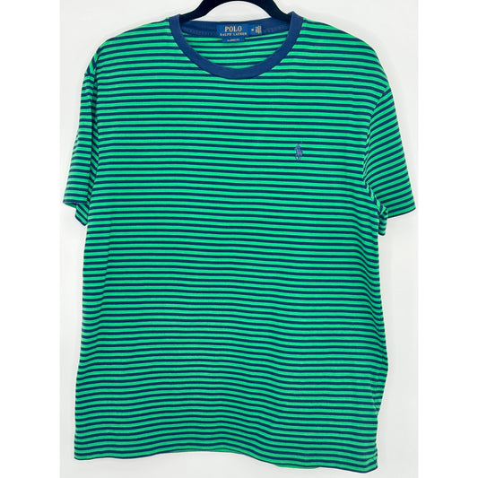 POLO Ralph Lauren Green Blue Striped Classic Fit Short Sleeve T Shirt M