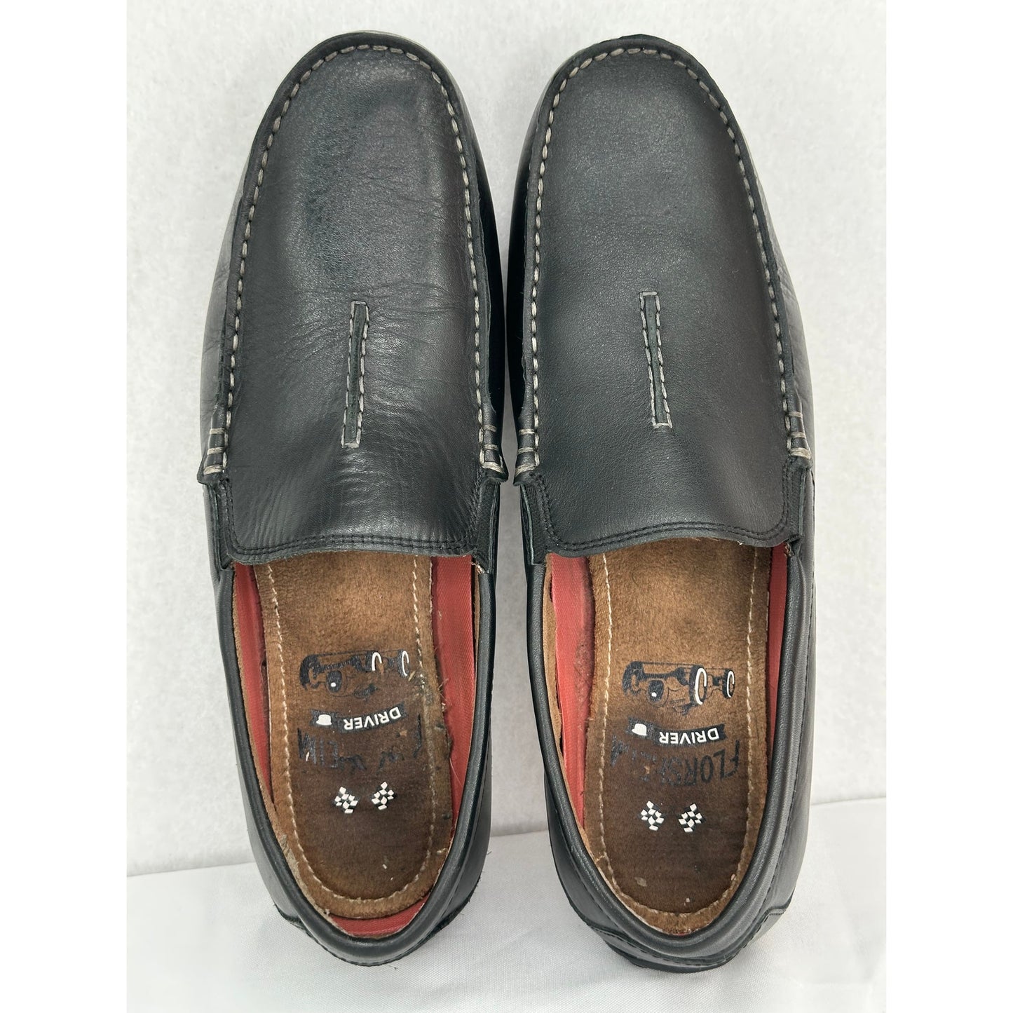 Florsheim Throttle Driver Leather Round Moc Toe Rubber Sole Loafers 10.5M