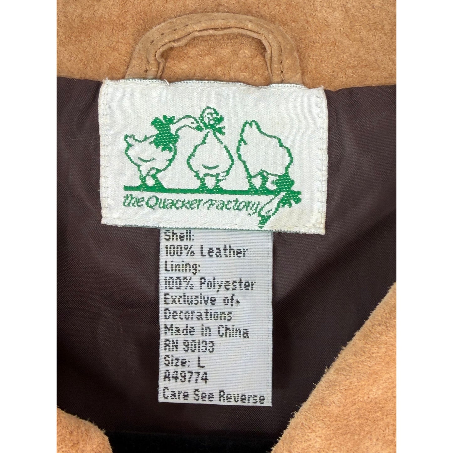 The Quacker Factory Vintage Suede Leather Safari Animal Lined Coat Jacket L